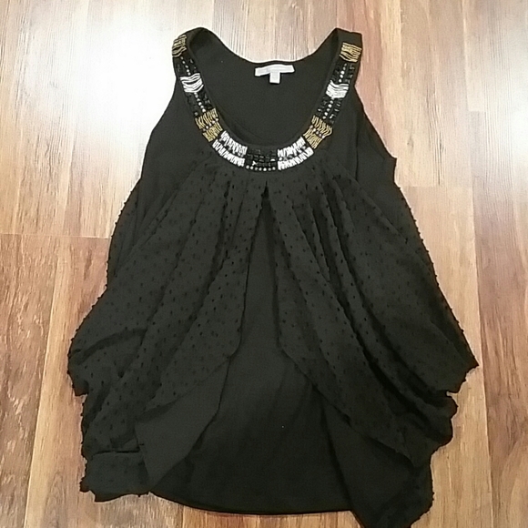 NY Collection Black Ruffle Tank - Picture 1 of 5